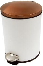 MAT Group Coș de gunoi cu pedală 5 l, rotund, cu insert din plastic - alb cu capac cu aspect de cupru Cos de gunoi