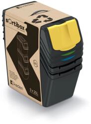 KEDEN Set de trei coșuri de sortare a deșeurilor Sortibox II 3x25 l - negru reciclat Cos de gunoi