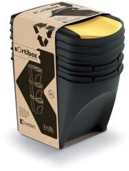 KEDEN Set de coșuri de sortare Prosperplast Sortibox 3×25 l, negru reciclat Cos de gunoi
