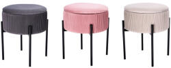 AdTrend Set 3 tabureti cu spatiu depozitare, catifea multicolora, fier 36 x 44 cm (112155)