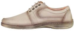 Nicolis Pantofi barbati, bej, casual, piele naturala, perforati, cu talpa joasa, Nicolis 200489-Bej (Marime: 43) (200489-Bej-43)