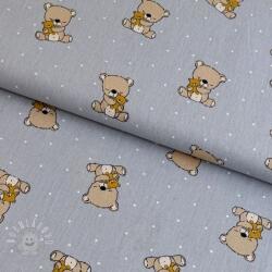  Pamutvászon Sweet bear light grey ORGANIC