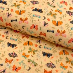  Dupla géz/muszlin Butterflies soft yellow digital print