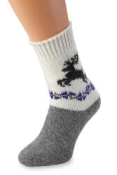 Wooline Șosete moi din lână cu ren, motiv violet, tiv alb Mărime șosete: EUR 36-38