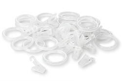 Wooline Clipsuri și inele din plastic pentru perdele și galerii Ø 16 mm, transparente
