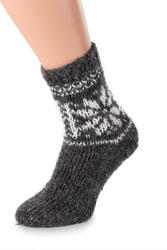 Wooline Șosete tricotate manual, 100% lână de oaie, culoare închisă, cu fulg Mărime șosete: EUR 36-38