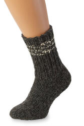 Wooline Șosete tricotate manual, 100% lână de oaie, negre cu dungi pe tiv Mărime șosete: EUR 34-36