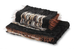 Wooline Set de covoare țesute din piele, negre, 3 buc în pachet Covor