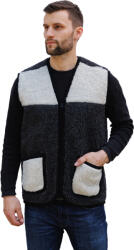 Wooline Vestă din lână de oaie Alpen cu fermoar, fără guler, negru Mărime: 2XL