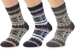 Wooline Set de șosete 3 în 1 cu motive norvegiene pentru bărbați, Lână Naturală 12 Velikost ponožek: EUR 40-43