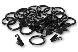 Wooline Clipsuri și inele din plastic pentru perdele și galerii Ø 16 mm, negre