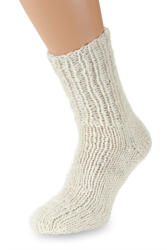 Wooline Șosete tricotate manual, 100% lână de oaie, crem Mărime șosete: EUR 34-36