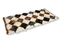 Wooline Covor din blană de oaie, decor diagonal maro-negru 80 x 175 cm Covor