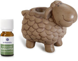 Wooline Lampă de aromaterapie, oiță maro + ulei parfumat Eucalipt, 10 ml