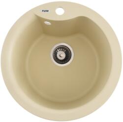 FLOW FCB-485WI/1, Chiuveta de bucatarie din granit cu cuva rotunda, seria WAVE, Ivory, 485x210 mm, FLOW (18261) Chiuveta