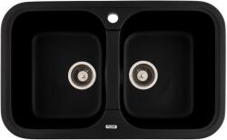 FLOW FCB-7647TBA/2, Chiuveta de bucatarie din granit cu doua cuve, seria TWINS, Black/Anthracite, 765x470x190 mm, FLOW (18270) Chiuveta