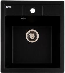 FLOW FCB-4651BBM/1, Chiuveta de bucatarie din granit cu o cuva, seria BRICK, Black/Metallic, 460x515x200 mm, FLOW (18273) Chiuveta