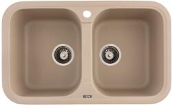 FLOW FCB-7647TS/2, Chiuveta de bucatarie din granit cu doua cuve, seria TWINS, Sahara, 765x470x190 mm, FLOW (18271) Chiuveta