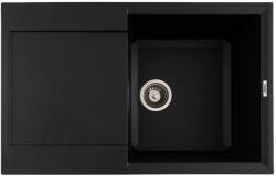 FLOW FCB-7849HBM/1T, Chiuveta de bucatarie din granit cu o cuva si scurgator, seria HORIZON, Black/Metallic 780x495x230 mm, FLOW (18243) Chiuveta