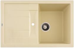 FLOW FCB-7749FI/1.5T, Chiuveta de bucatarie din granit cu o cuva si scurgator, seria FORT, Ivory, 775x495x200 mm, FLOW (18265) Chiuveta