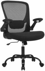 SONGMICS Scaun de birou ergonomic mesh, suport lombar reglabil, brate rabatabile, functie balans, 64x64x107 cm, negru (EZ-OBN37BKV2)