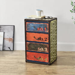 [en. casa] Comoda Geeste 66x40x30 cm cu 4 sertare, stil industrial, multicolor (71650545)