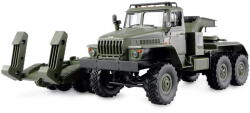 AMEWI Jucarie creativa AMEWI Camion RC cu telecomanda militar Ural B36 cu remorca transport greu, Lungime 105 cm, Scara 1: 16, 6WD, 2.4GHz, Lumina LED fata, RTR, 8+ (22671)