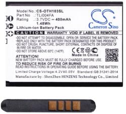Cameron Sino Alcatel OT-1066D CAMERON SINO Li-Ion akku 3.7V/400mAh, Alcatel TLi004FA kompatibilis, FEKETE (CS-OTH103SL)