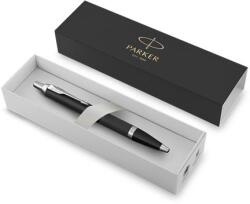Parker Golyóstoll, nyomógombos, ezüst színű klip, matt fekete tolltest, PARKER, Royal IM Black , kék (ICPRIM08)