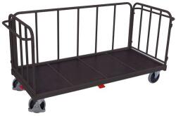 Cordes Csúszásgátló felületű platós kocsi, 3 fallal, termoplasztikus kerekekkel, 227, 5 x 90 x 110, 5 cm, szürke