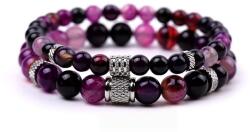 Silver Star Coralstone női karkötő, Purple Agate, 2 db, 23 cm (22333)