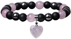 Silver Star Willowmist női karkötő, fekete, Hematite Rose Quartz, 23 cm (22308)