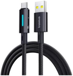 Baseus adatkábel (USB - Type-C, 2.4A, 100W, PD gyorstöltő, 100cm, cipőfűző, törésgátló, LED kijelző) FEKETE (P10379002121-00)