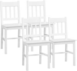 HomCom Set de 4 Scaune de Dining, Scaune de Bucătărie, Scaune, Lemn Masiv, 41 cm x 46, 5 cm x 85, 5 cm, Alb | Aosom Romania (835-910V02WT)