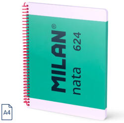 MILAN Caiet A4 cu spira Milan Nata 57043E80GR, 80 file, 95g/mp, matematica, Verde (57043E80GR)