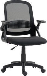 HomCom Scaun de birou mesh respirabil, scaun ergonomic pivotant cu cotiere rabatabile și suport lombar, Negru | Aosom Romania (921-846V00BK)