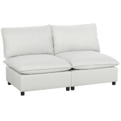 HOMCOM Canapea 2 locuri, 146 cm canapea modulară din piele ecologică cu șezut lat și adânc, perne groase, montaj ușor, Gri | Aosom Romania (83B-732V02GY) Canapea