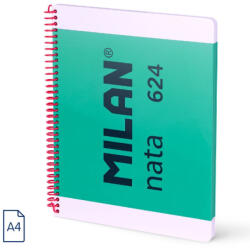 MILAN Caiet A4 cu spira Milan Nata 57042E80GR, 80 file, 95g/mp, dictando, Verde (57042E80GR)