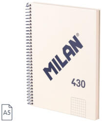 MILAN Caiet A5 cu spira Milan 57153E80SNCBG, 80 file, 95g/mp, matematica, Bej (57153E80SNCBG)