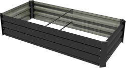 Outsunny Jardinieră dreptunghiulară bac de flori în oțel cu margine de siguranță și fund deschis negru | Aosom Romania (84H-101V00BK)