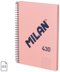 MILAN Caiet A5 cu spira Milan 57153E80SNCP, 80 file, 95g/mp, matematica, Roz (57153E80SNCP)