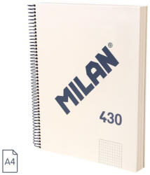 MILAN Caiet A4 cu spira Milan 57143E120BG, 120 file, 95g/mp, matematica, Bej (57143E120BG)