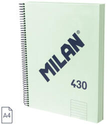 MILAN Caiet A4 cu spira Milan 57142E120GR, 120 file, 95g/mp, dictando, Verde (57142E120GR)