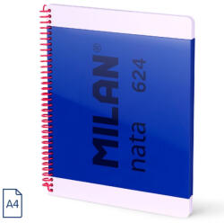 MILAN Caiet A4 cu spira Milan Nata 57043E80B, 80 file, 95g/mp, matematica, Albastru (57043E80B)