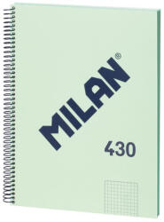 MILAN Caiet A4 cu spira Milan 57143E80GR, 80 file, 95g/mp, matematica, Verde (57143E80GR)