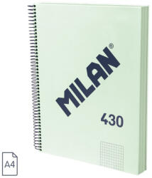 MILAN Caiet A4 cu spira Milan 57143E120GR, 120 file, 95g/mp, matematica, Verde (57143E120GR)