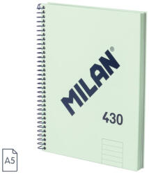 MILAN Caiet A5 cu spira Milan 57152E80SNCGR, 80 file, 95g/mp, dictando, Verde (57152E80SNCGR)