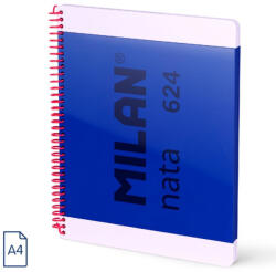 MILAN Caiet A4 cu spira Milan Nata 57041E80B, 80 file, 95g/mp, velin, Albastru (57041E80B)