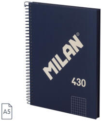 MILAN Caiet A5 cu spira Milan 57153E80SNCB, 80 file, 95g/mp, matematica, Albastru (57153E80SNCB)