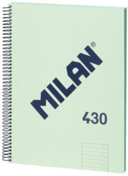 MILAN Caiet A4 cu spira Milan 57142E80GR, 80 file, 95g/mp, dictando, Verde (57142E80GR)